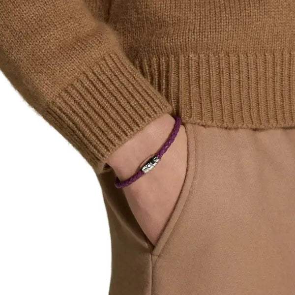 Montblanc 3-ring steel and leather bracelet Meisterstück Cassis size M 13431363