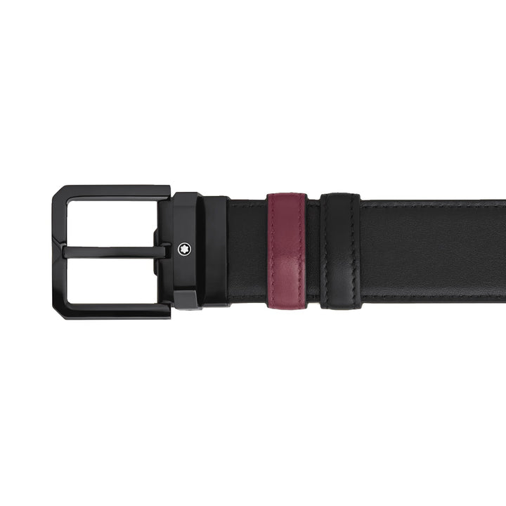 Montblanc reversible belt 35 mm black leather/cassis 199651