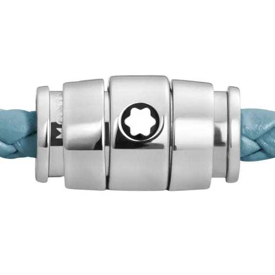 Montblanc 3-ring steel bracelet and Meisterstück Blue Fumè leather size M 13429363