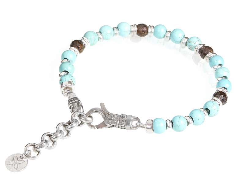 Gerba bracelets with lobster clasp, light blue aulite, bronzite and arg925 MOSCH01