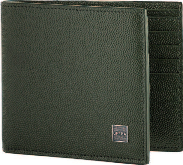 Gerba wallet in green saffiano calfskin and silver gerba logo GB001 GREEN