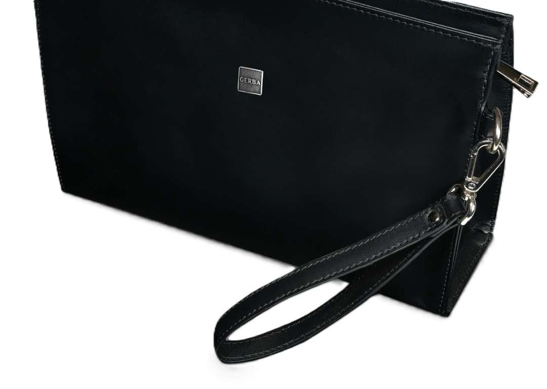 Gerba flat clutch bag in saffiano calfskin measures: 25x19.5x7cm GB015 BLACK