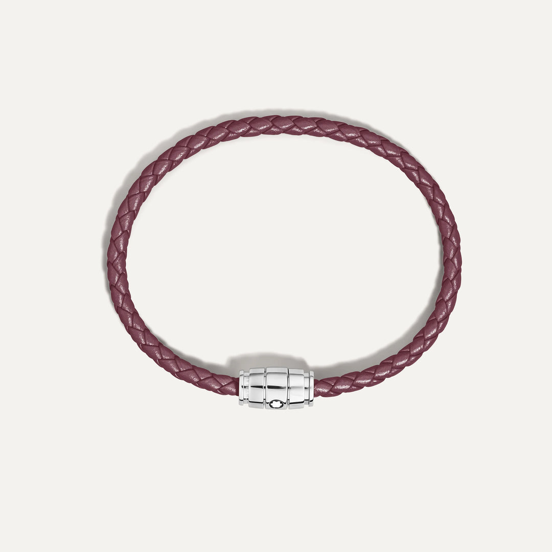 Montblanc 3-ring steel and leather bracelet Meisterstück Cassis size S 13431360