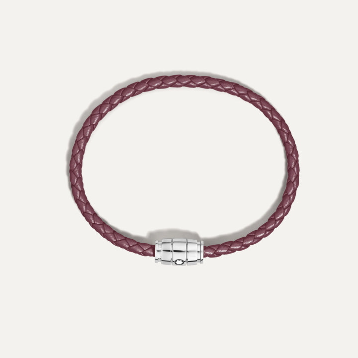 Montblanc 3-ring steel and leather bracelet Meisterstück Cassis size S 13431360