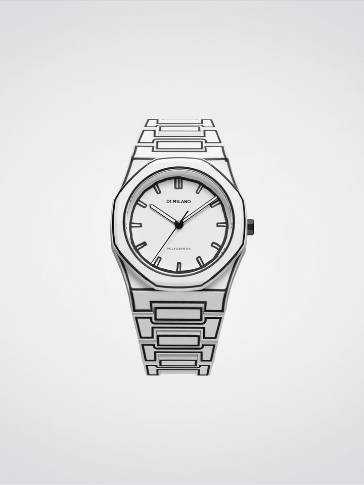 D1 Milano White Sketch Polycarbon 40.5mm D1-PCBJ34