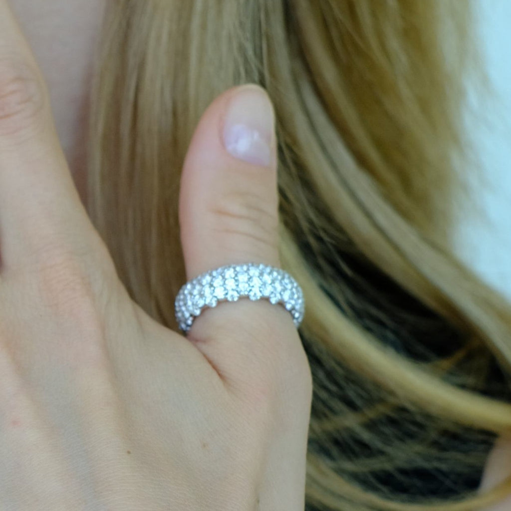Zydo small elastic ring with rose gold diamond dome 55107