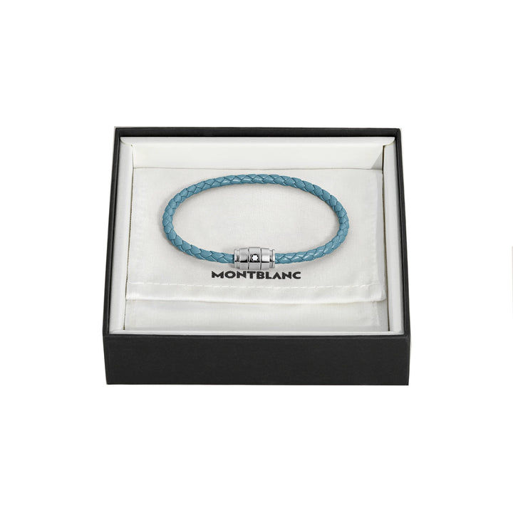 Montblanc 3-ring steel bracelet and Meisterstück Blue Fumè leather size M 13429363