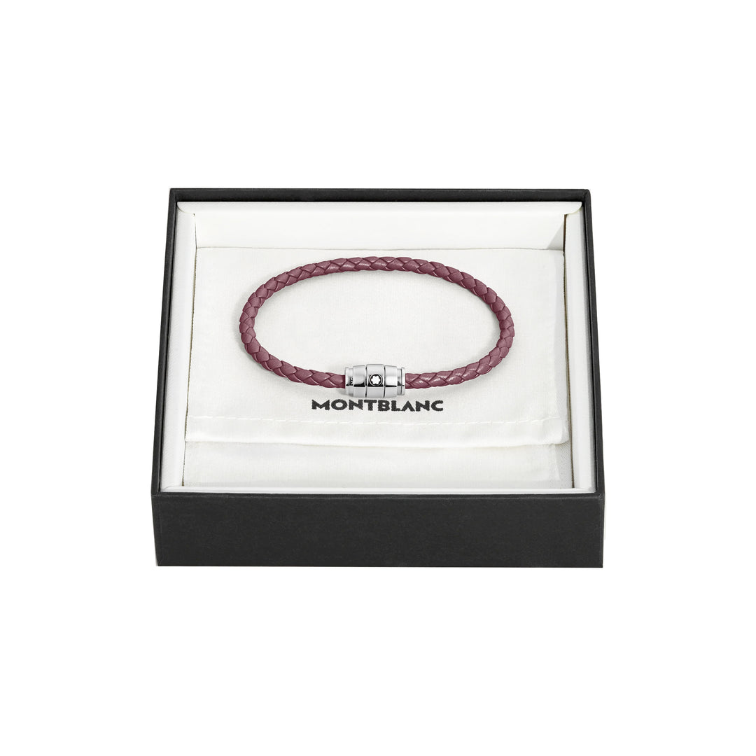 Montblanc 3-ring steel and leather bracelet Meisterstück Cassis size S 13431360