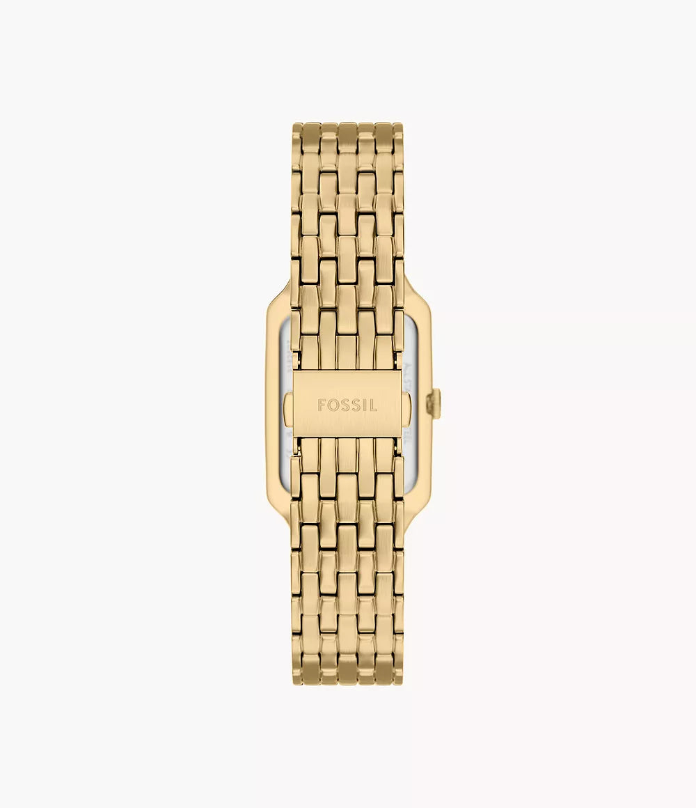 Fossil watch Raquel 23mm green quartz steel yellow gold PVD finish ES5452