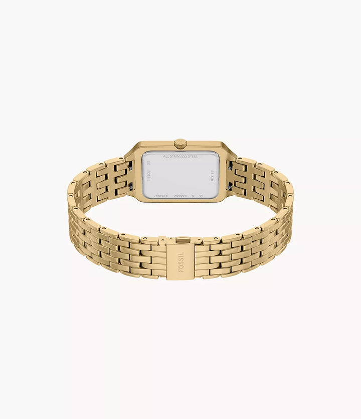 Fossil watch Raquel 23mm green quartz steel yellow gold PVD finish ES5452