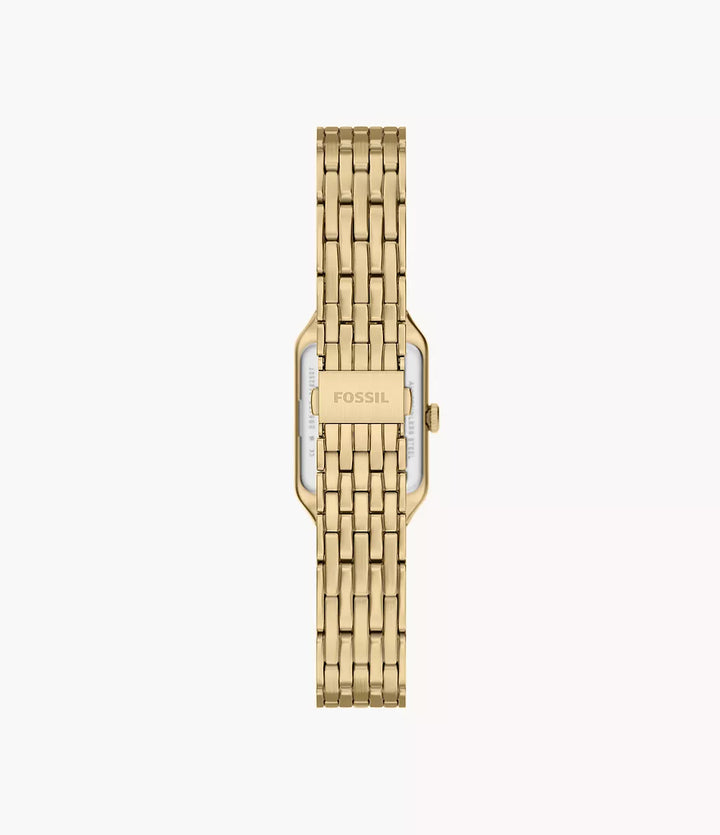 Fossil watch Raquel mini 18mm silver quartz steel PVD yellow gold finish ES5467