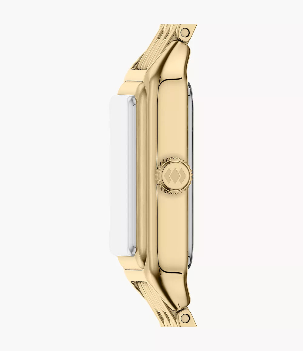 Fossil watch Raquel mini 18mm silver quartz steel PVD yellow gold finish ES5467