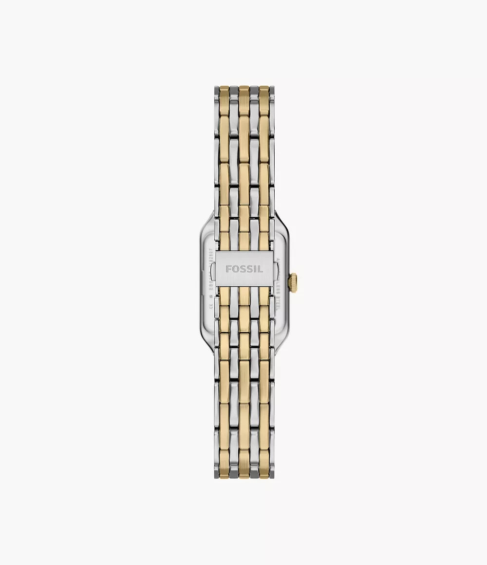 Fossil watch Raquel mini 18mm silver quartz steel PVD yellow gold finish ES5468