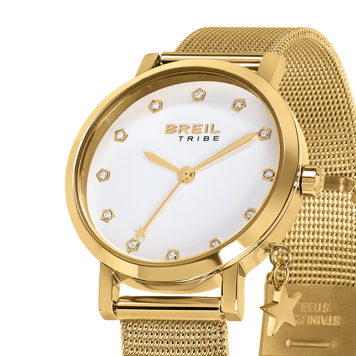 Breil Watch Emily 30mm Ciúbach Ciúbach White Zirconia Grianchloch Críochnaigh Cruach IP EW0787