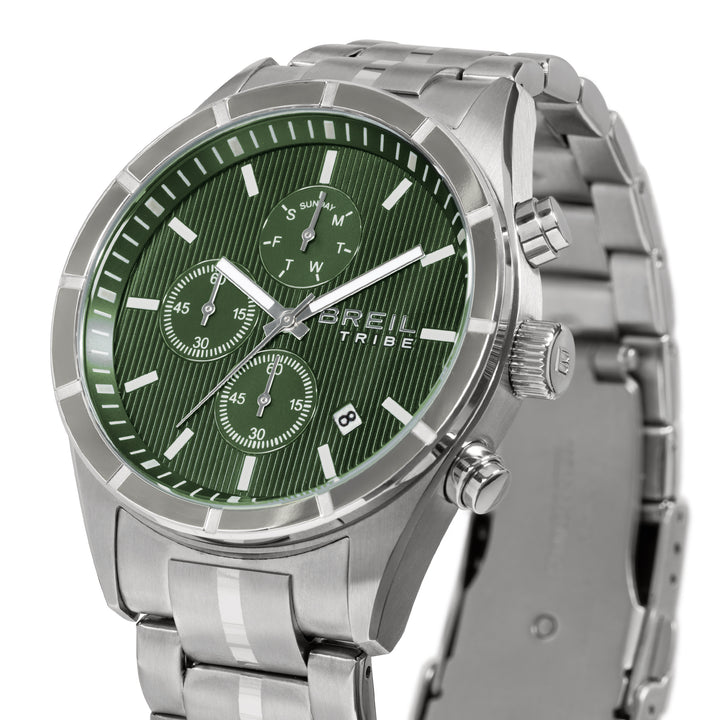Breil Captain Chrono watch 42mm green quartz steel EW0796