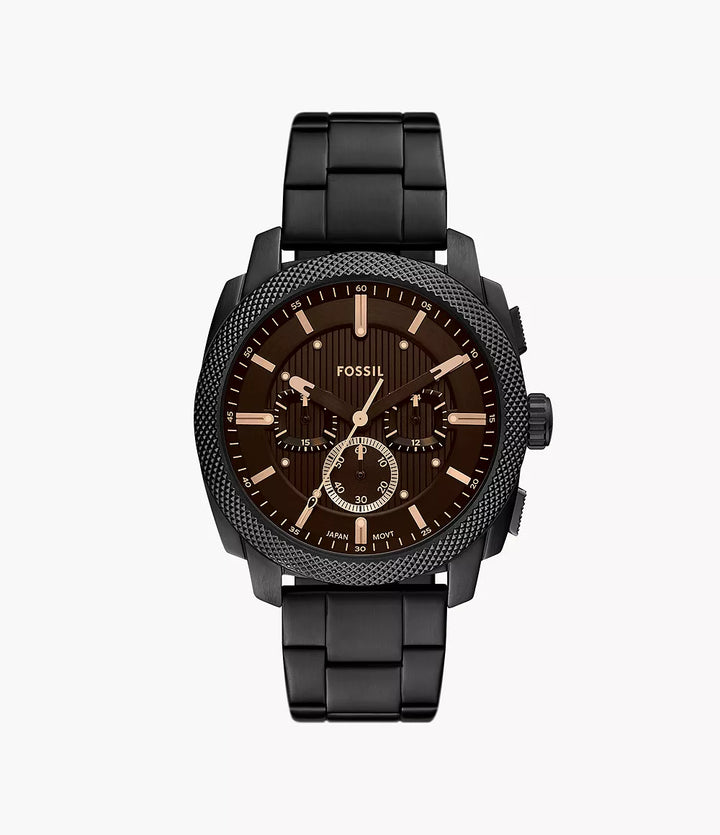 Fossil Machine Chrono watch 44mm black quartz steel black PVS finish FS6097