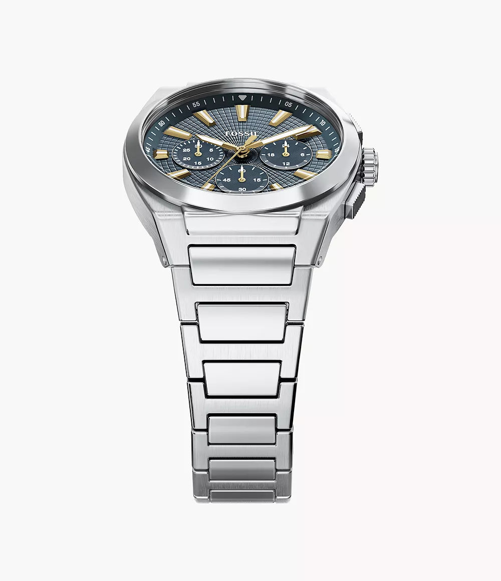 Fossil watch Everett Chrono 44mm blue quartz steel FS6154
