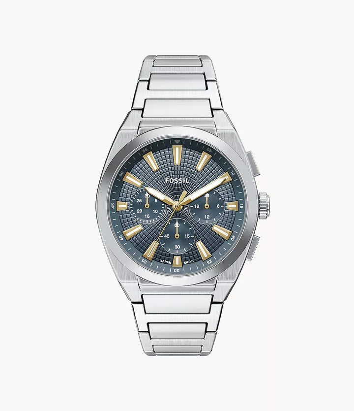 Fossil watch Everett Chrono 44mm blue quartz steel FS6154