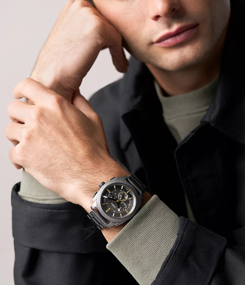 Fossil Machine Chrono watch 44mm gray quartz steel PVD gunmetal finish FS6160