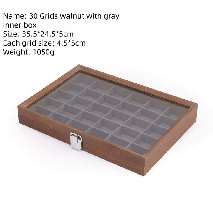 Capodagli walnut wood jewelry box 12 compartments dark gray interior CPD-BOX-12