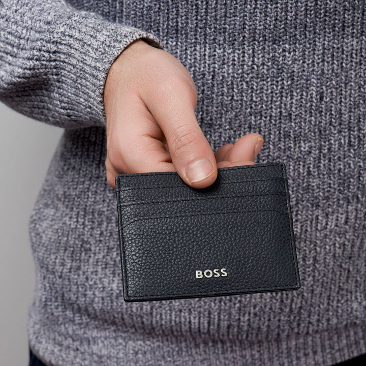 Hugo Boss Classic Black Granulated Card Holder HLC416A