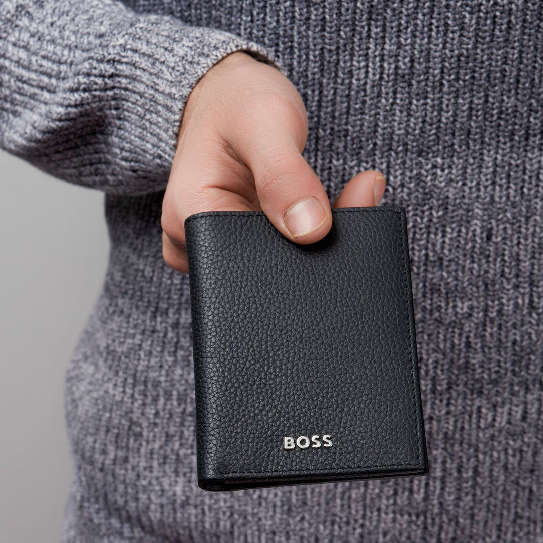 Hugo Boss Classic Grained Folding Card Holder Black HLE416A