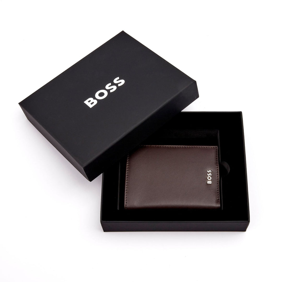 Hugo Boss Card holder with flap and money pocket Classic Smooth Brown HLG403Y
