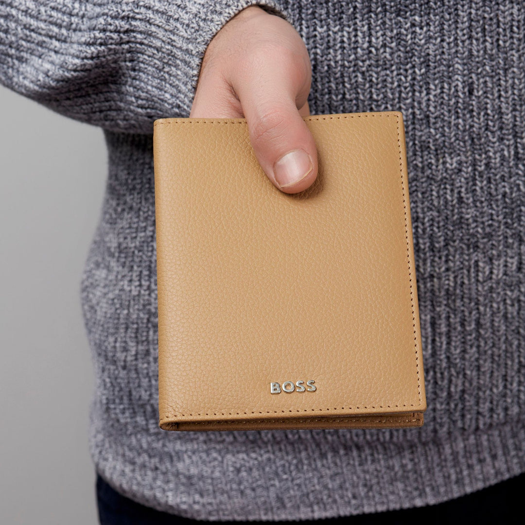 Hugo Boss Vertical wallet with flap Classic Granulated Camel HLO416X