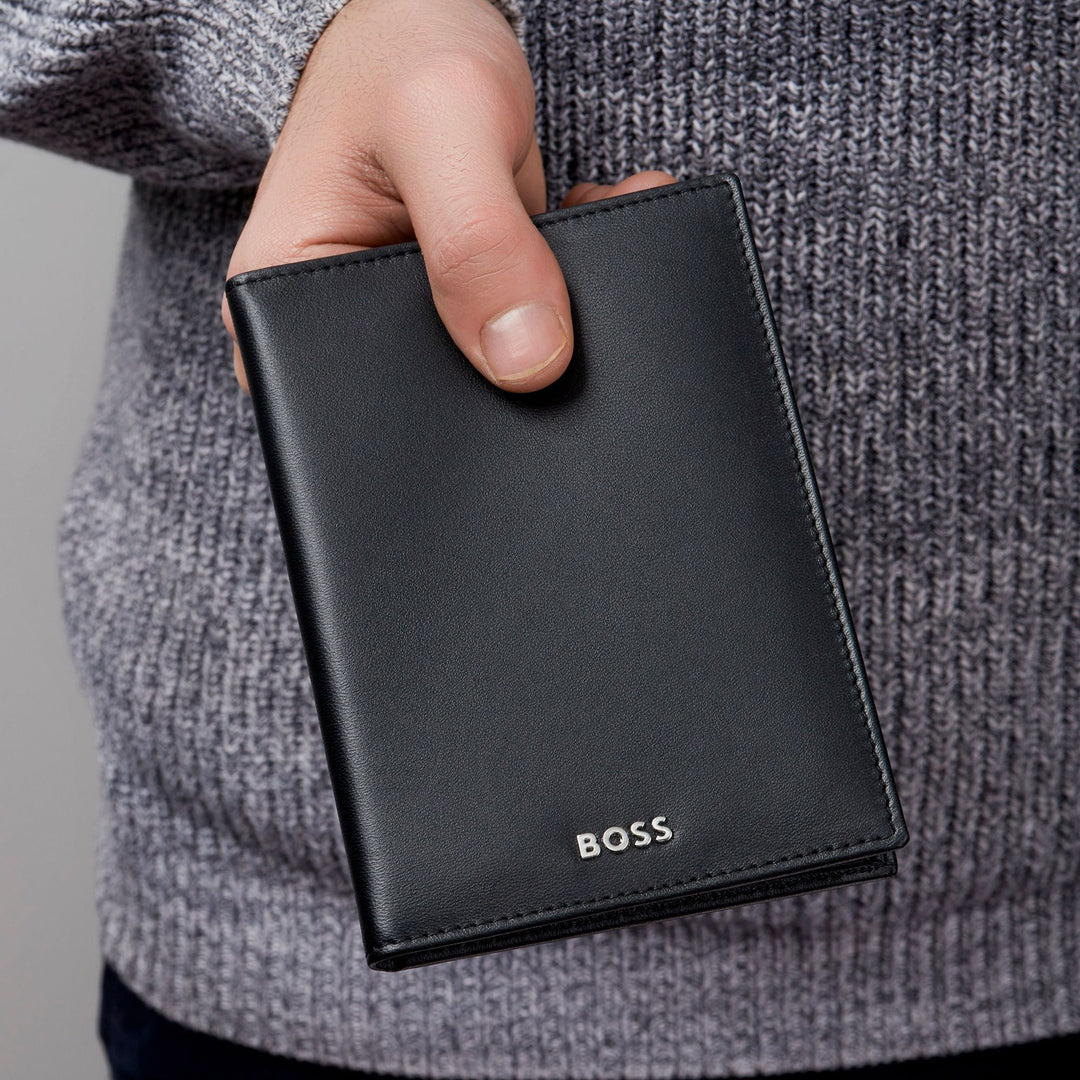 Hugo Boss Classic Smooth Black Passport Holder HLP403A