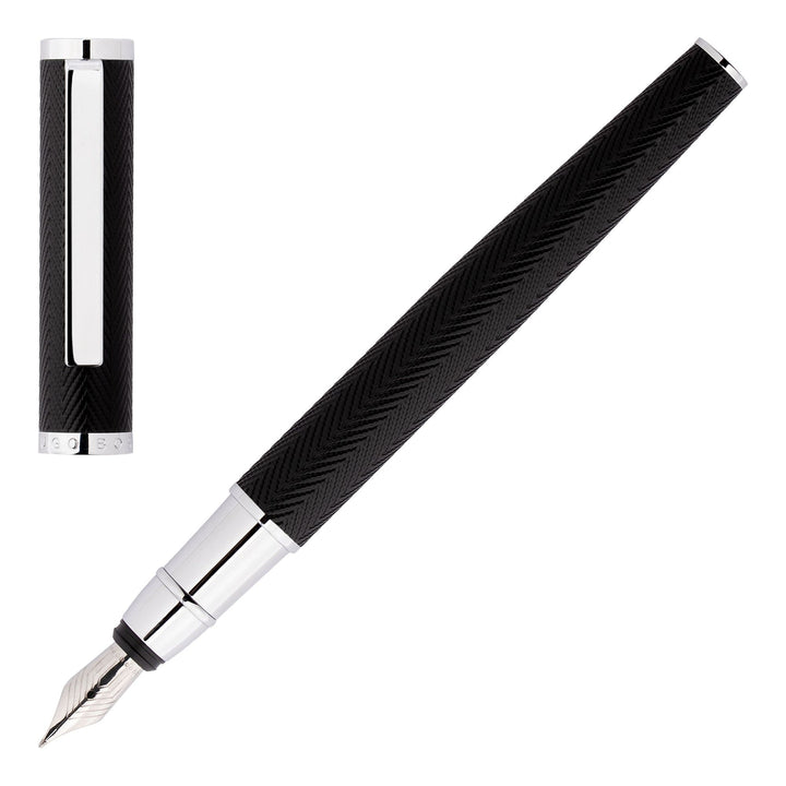 Hugo Boss Formation Herringbone Chrome Fountain Pen HSI1062B