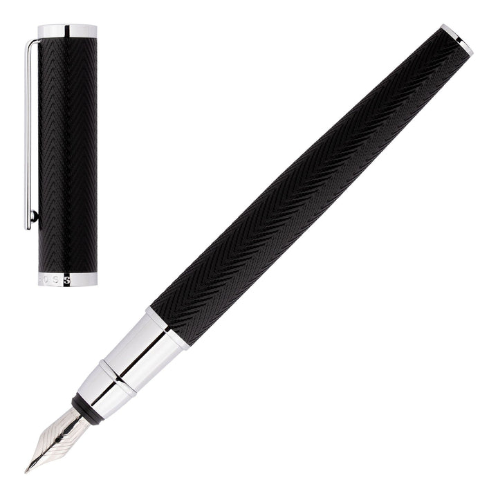 Hugo Boss Formation Herringbone Chrome Fountain Pen HSI1062B