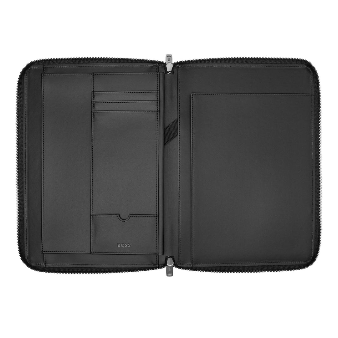 Hugo Boss A4 Monogram Zipped Conference Folder Black HTA411A