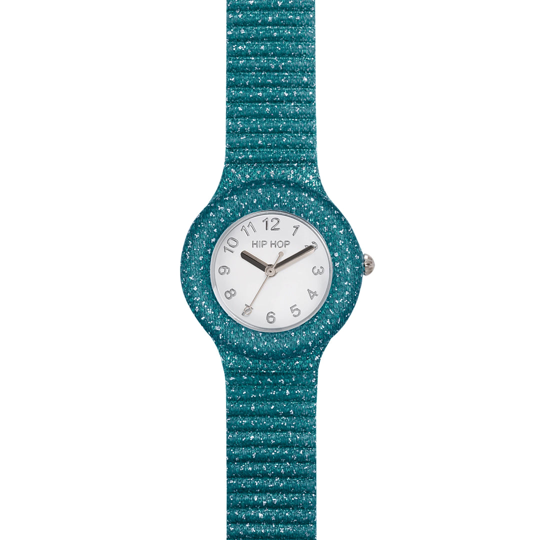 Hip Hop Teal Blue Shimmer Crush Collection 32mm Hwu1244 watch