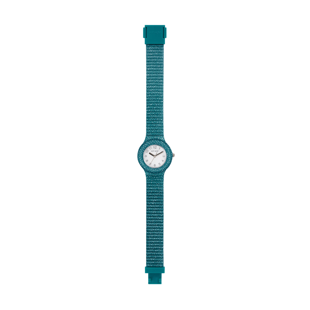 Hip Hop Teal Blue Shimmer Crush Collection 32mm Hwu1244 watch