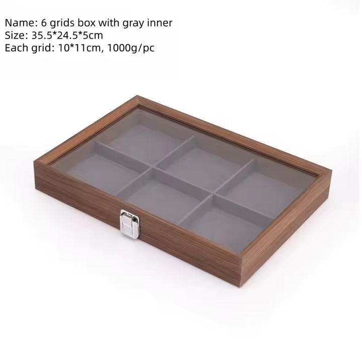 Capodagli walnut wood jewelery box with 6 compartments, dark gray interior CPD-BOX-6