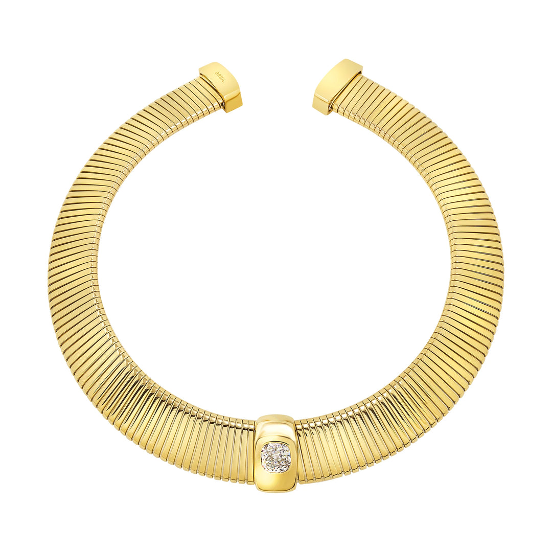 Breil Stylize choker necklace in steel IP gold finish cubic zirconia TJ4049
