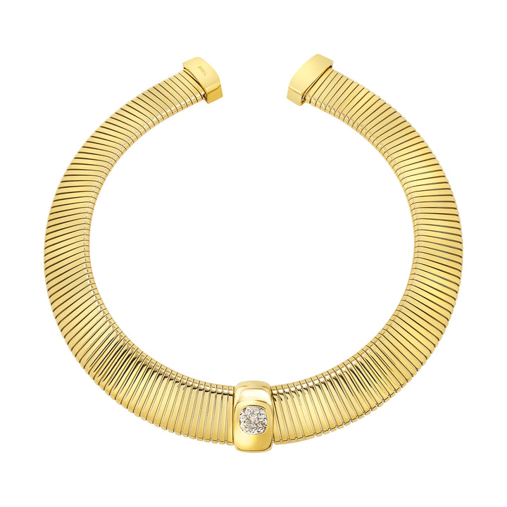 Breil Stylize choker necklace in steel IP gold finish cubic zirconia TJ4049