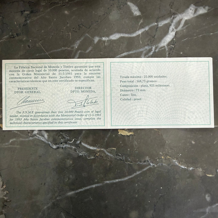 10000 Pesetas Año Santo Jacobeo 1993 silver coin