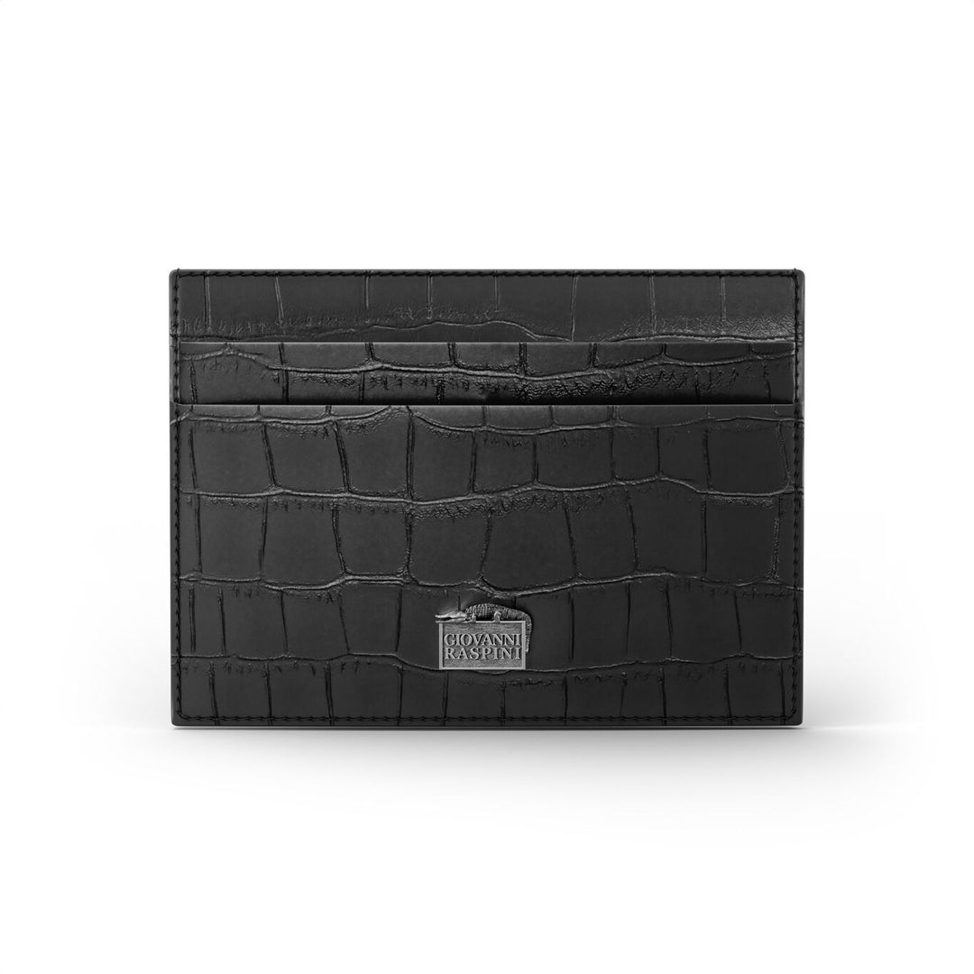 Giovanni Raspini card holder 4 compartments black croco leather 925 silver L0022