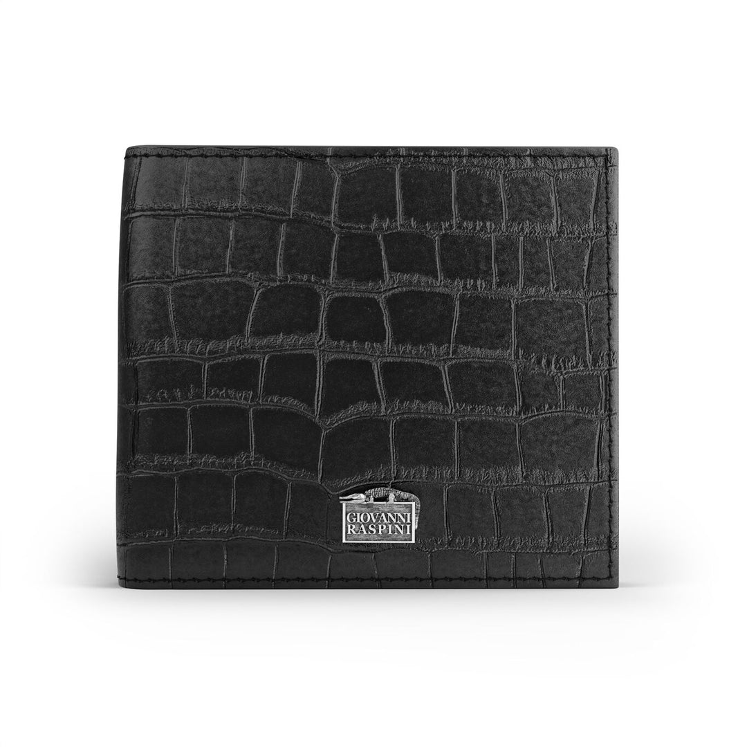 Giovanni Raspini black croco leather wallet 925 silver L0024