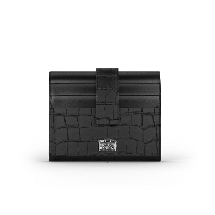 Giovanni Raspini black croco leather card holder wallet 925 silver L0025