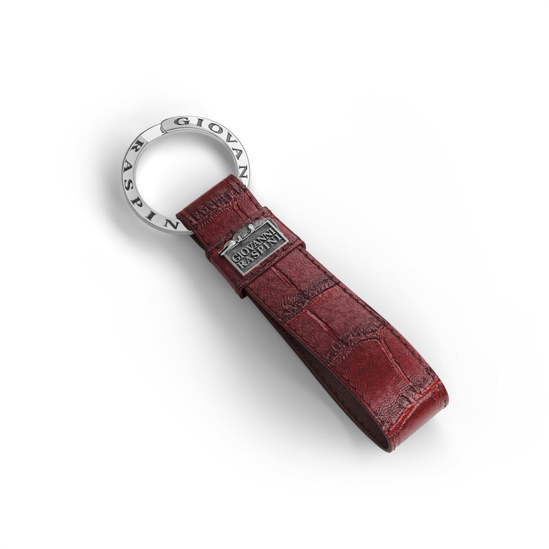 Giovanni Raspini burgundy croco leather key ring 925 silver