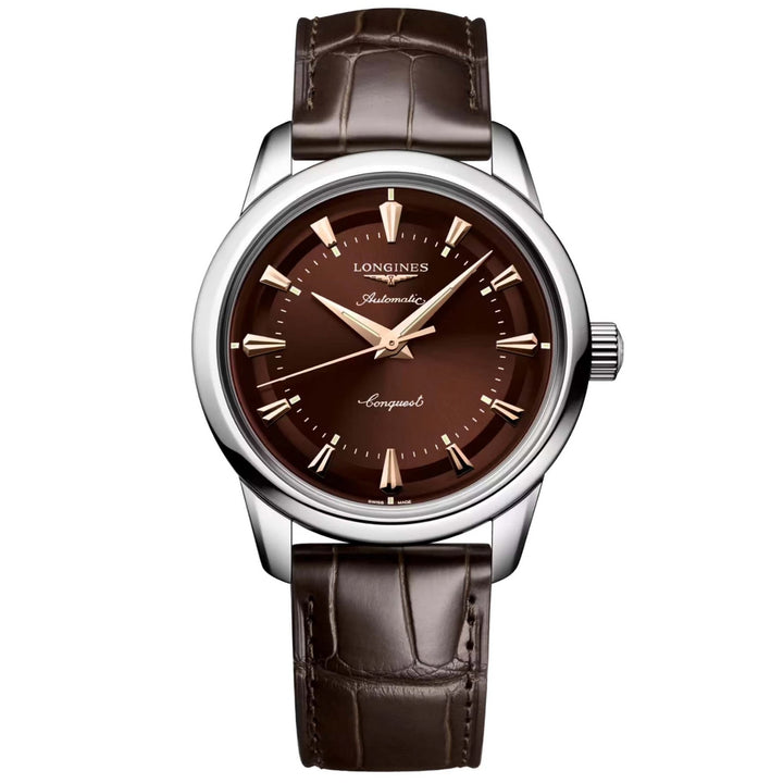 longines Heritage 38mm brown steel automatic watch L1.649.4.62.2