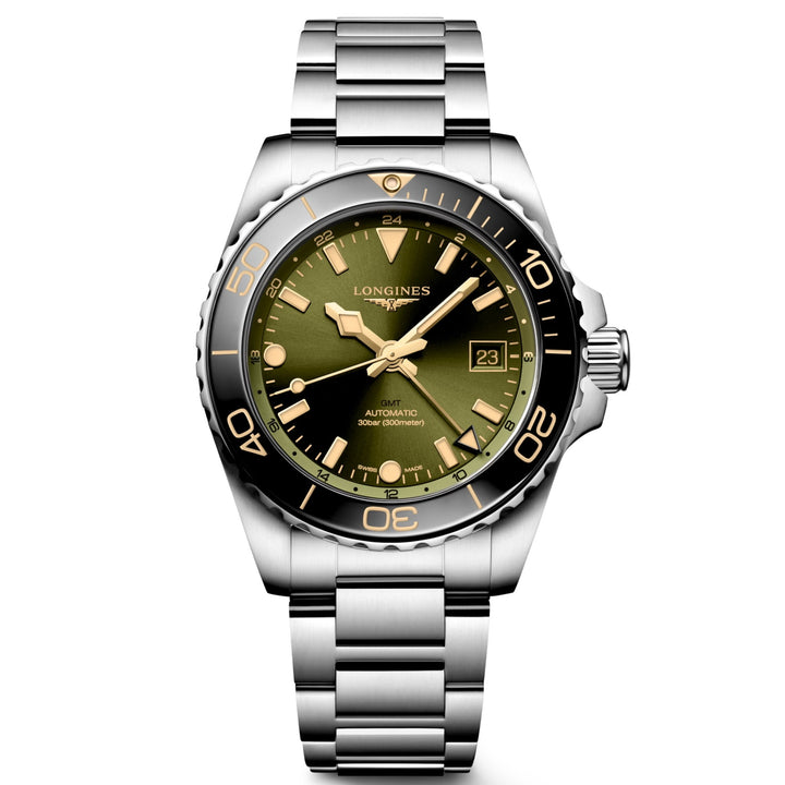 LONGINES HYDROCONQUEST GMT 41MM AUTOMATIC GREEN L3.790.4.06.6 watch
