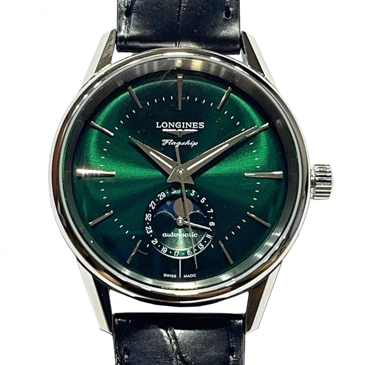 Longines Watch Flagship Heritage Moonphase 38.5mm Green Automatic Steel L4.815.4.2