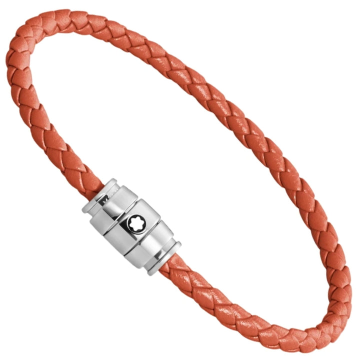 Montblanc 3-ring steel and Meisterstück Cayenne leather bracelet size M 13429163