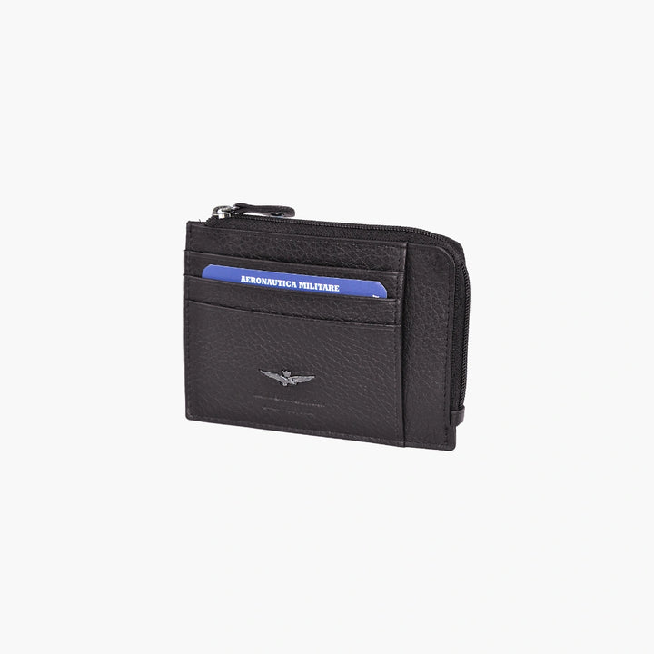 Flat wallet with soft leather zip Am187-Mo