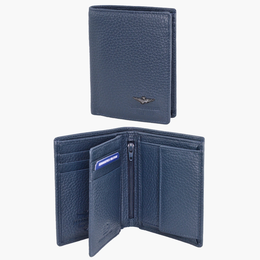 Vertical wallet in AM186-BL soft leather