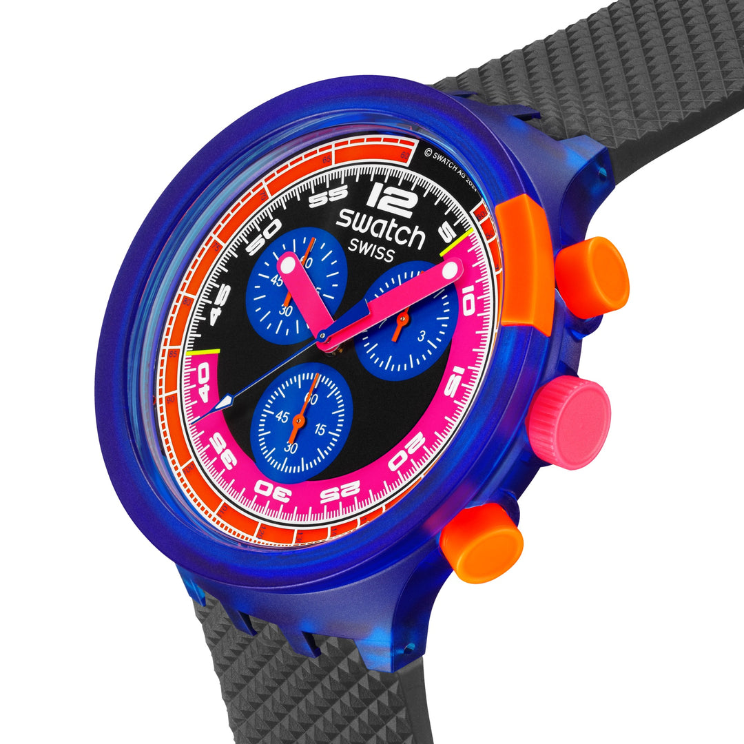 Swatch Neon Party leis an Max Originals Big Bold Chrono 47mm SB06N102