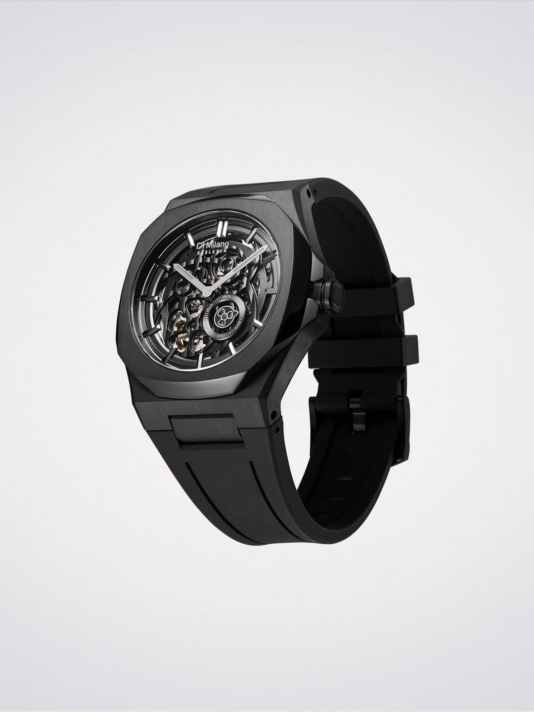 D1 Milano Jet Black Skeleton Rubber 41.5 mm D1-SKRJ17